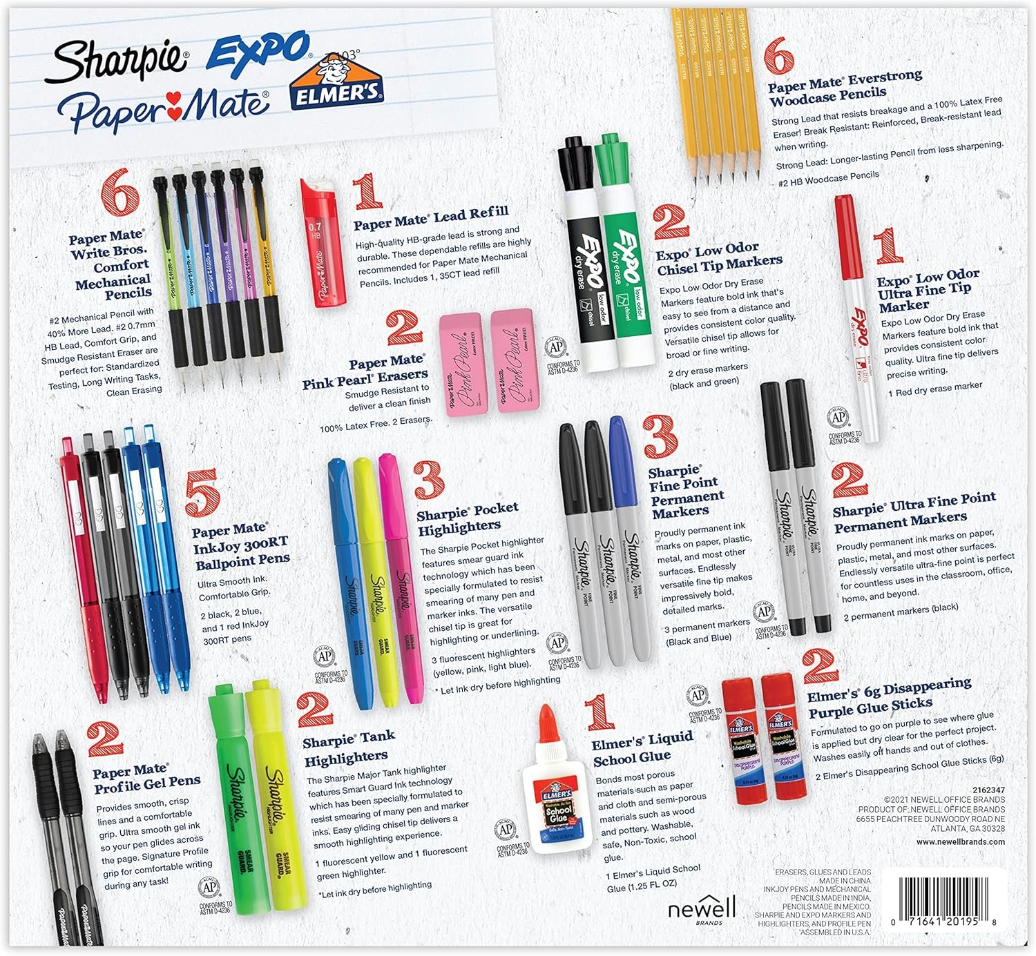 Sharpie Back To School 38 Pieces Details